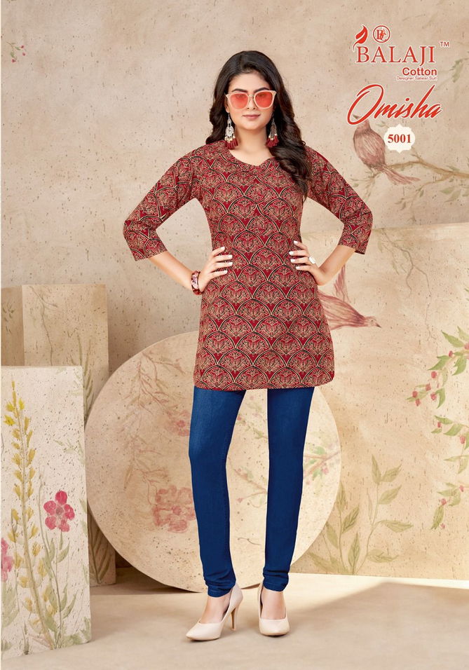 Omisha Vol 5 By Balaji Cotton Tunic Style Short Kurti Wholesale Shop In Surat